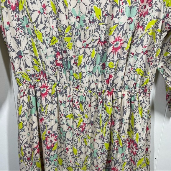 Anthropologie Cream Floral Long Sleeve Dress Large - Picture 3 of 4